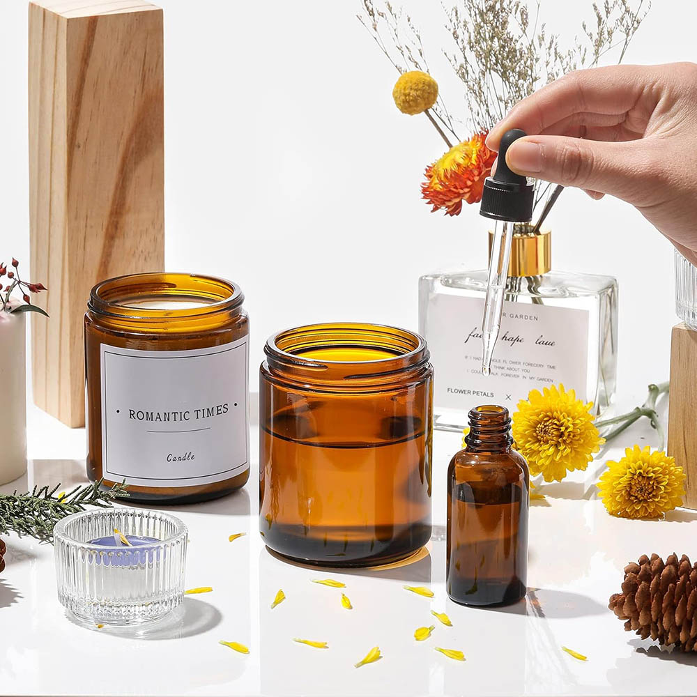 Stoples Kaca Amber 8oz dengan  - Candle Making Jars With Lids ulasan dan harga